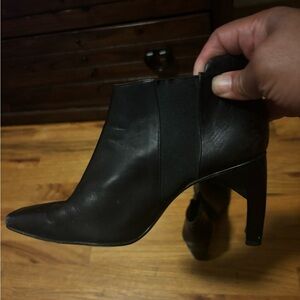 CHANEL Black Leather Ankle Booties